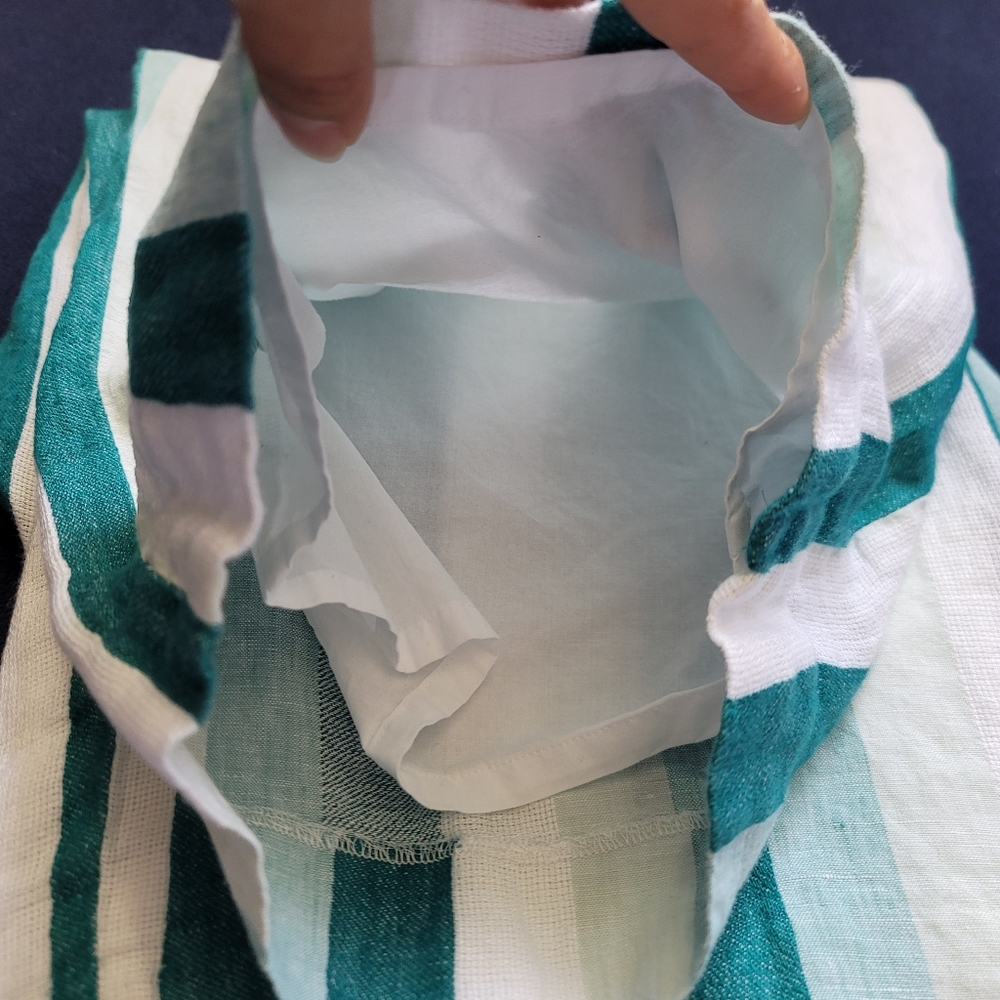 J.CREW Paper Bag Linen Pant In Cabana Stripe Women's Size10 Turquoise Jade White - Picture 10 of 16